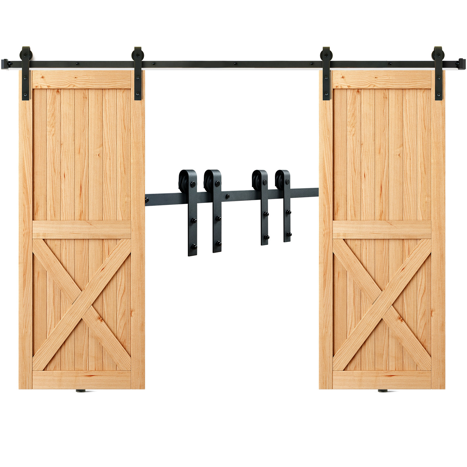 VEVOR Black Steel Double Door Barn Door Hardware Kit